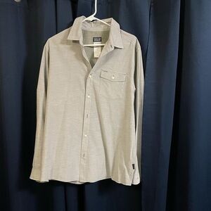 Patagonia light gray button down shirt